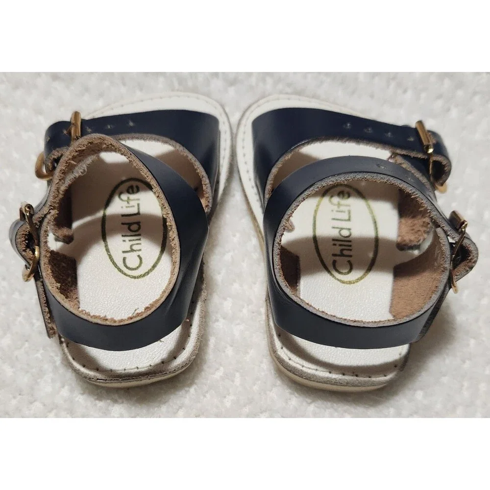 Child Life Vintage Baby Sandals Infant Size 1 Blue Leather 1980's 3-6 months EUC
